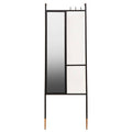 Black Metal Floor Standing Mirror with Coat Rack