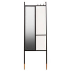 Black Metal Floor Standing Mirror with Coat Rack
