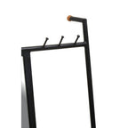 Black Metal Floor Standing Mirror with Coat Rack