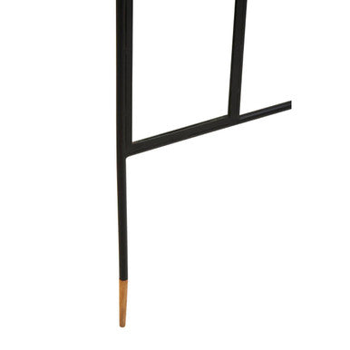 Black Metal Floor Standing Mirror with Coat Rack