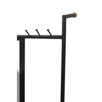Black Metal Floor Standing Mirror with Coat Rack