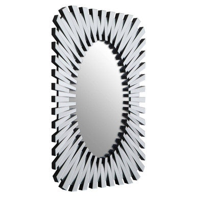 Silver Rectangular Sunburst Wall Mirror