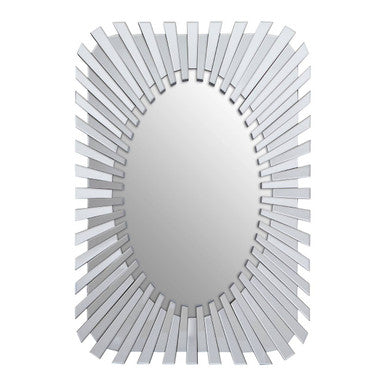 Silver Rectangular Sunburst Wall Mirror