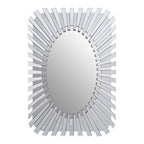 Silver Rectangular Sunburst Wall Mirror