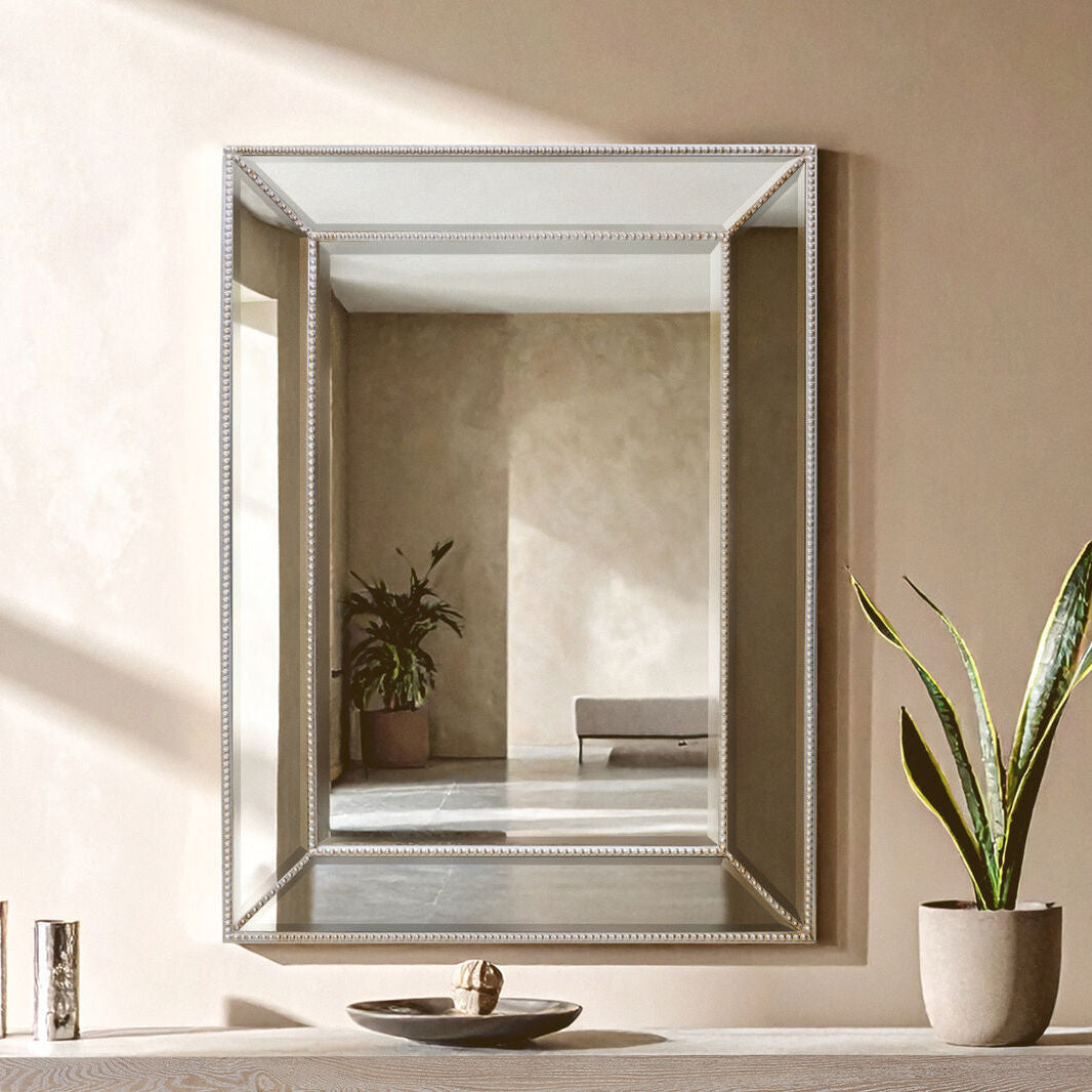 Silver Finish Rectangular Wall Mirror