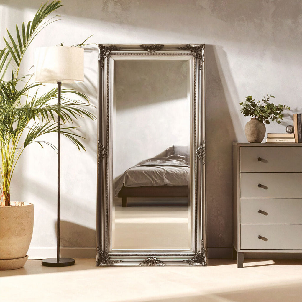 Silver Wooden Frame Wall Mirror