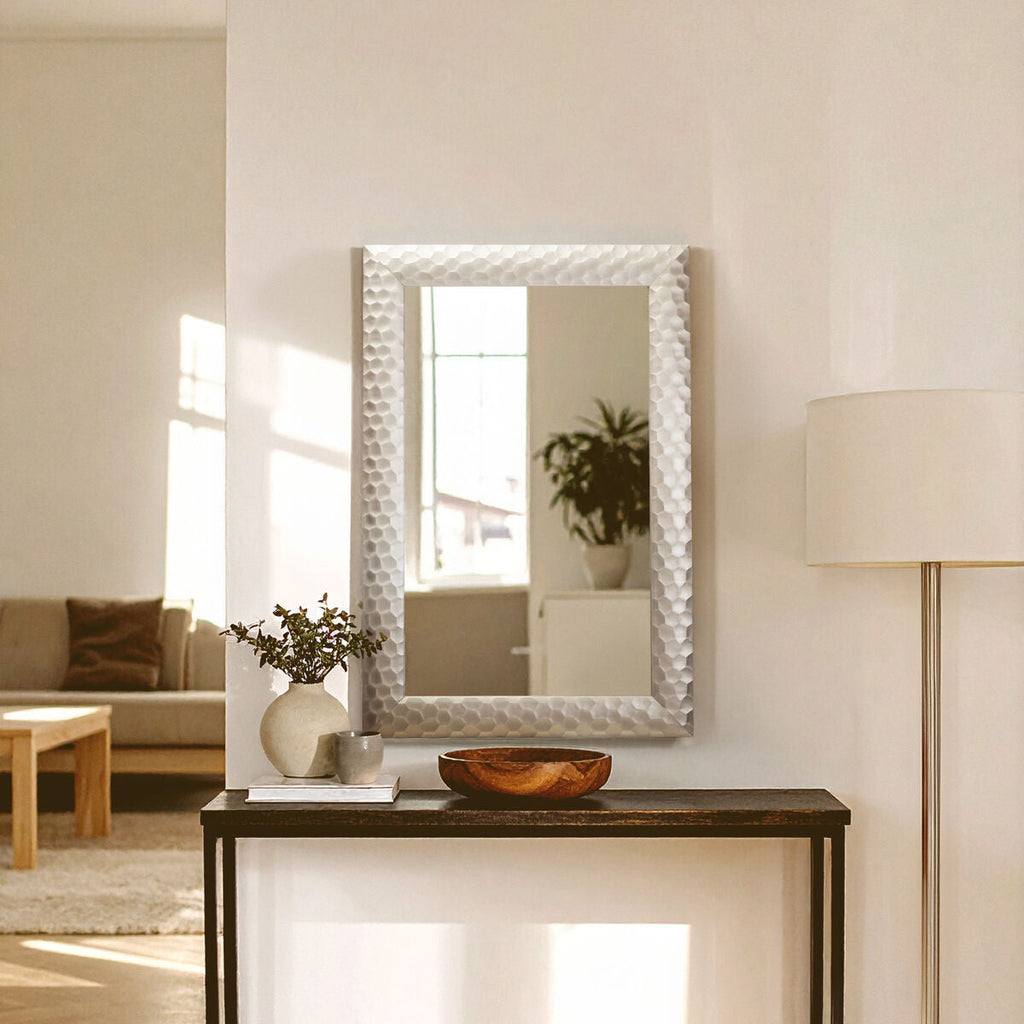 60x90cm Honeycomb Silver Frame Wall Mirror