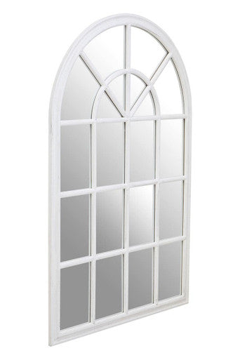 White Arched Wooden Frame Wall Mirror | Lovida