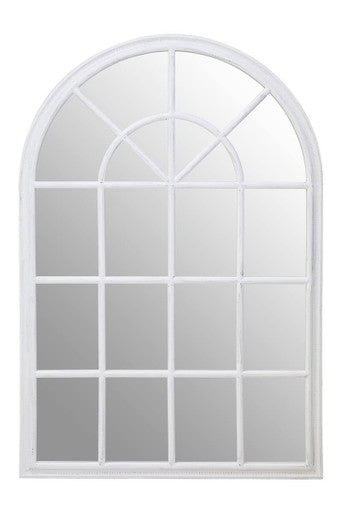 White Arched Wooden Frame Wall Mirror | Lovida