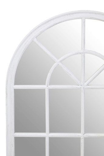 White Arched Wooden Frame Wall Mirror | Lovida