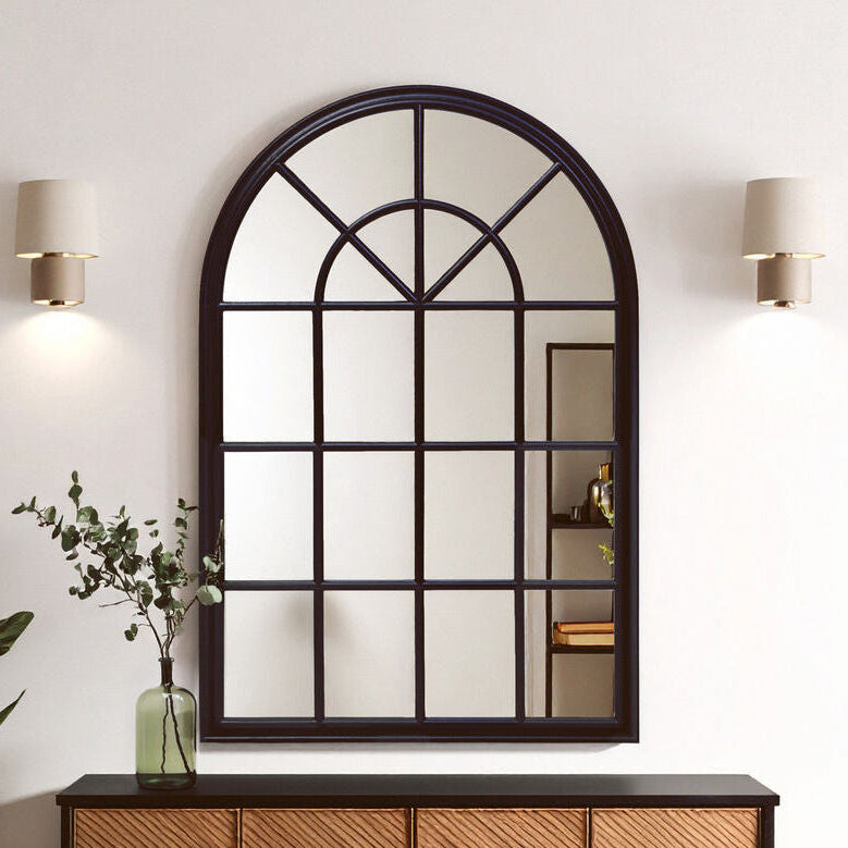 Black Arched Wooden Frame Wall Mirror | Lovida