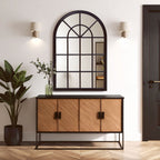 Black Arched Wooden Frame Wall Mirror | Lovida
