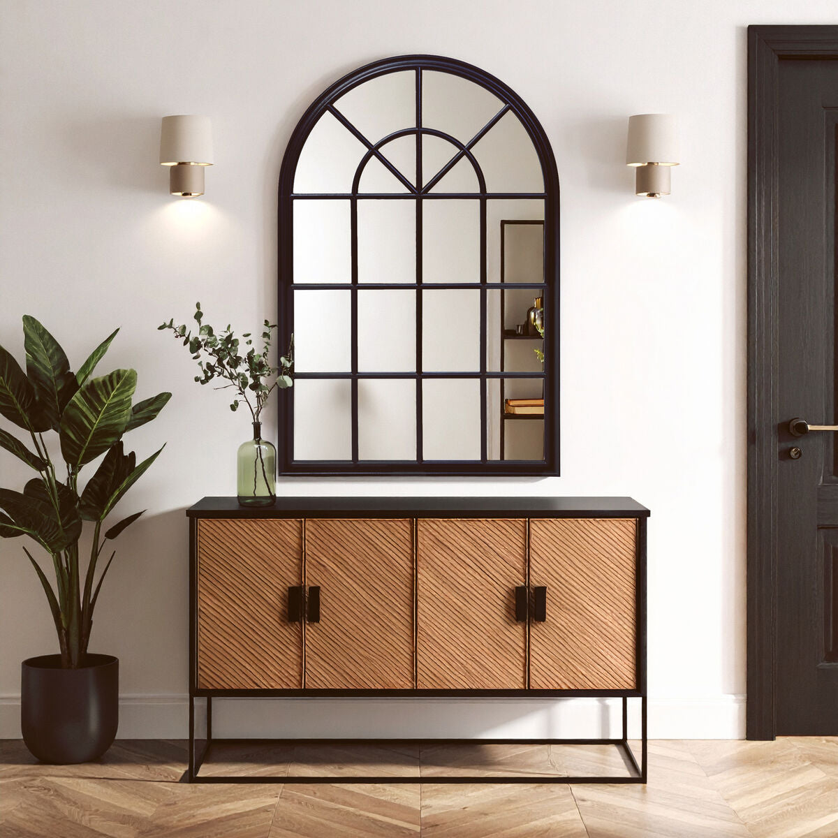Black Arched Wooden Frame Wall Mirror | Lovida