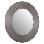 Grey Ribbed Round Wall Mirror