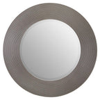 Grey Ribbed Round Wall Mirror