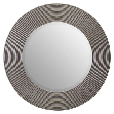Grey Ribbed Round Wall Mirror