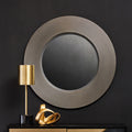 Grey Ribbed Round Wall Mirror