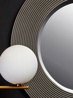Grey Ribbed Round Wall Mirror