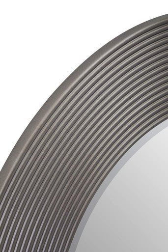 Grey Ribbed Round Wall Mirror