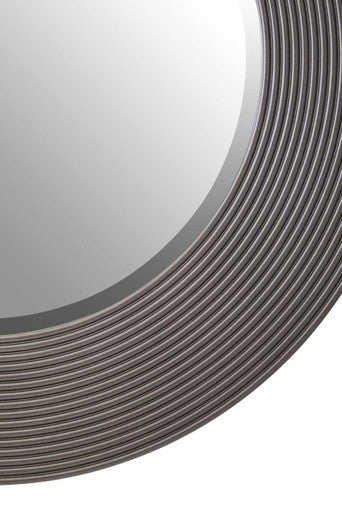 Grey Ribbed Round Wall Mirror