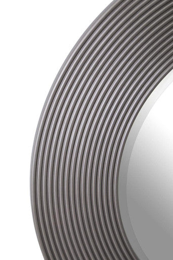 Grey Ribbed Round Wall Mirror