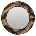 Bamboo Inlay Round Wall Mirror