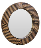 Bamboo Inlay Round Wall Mirror