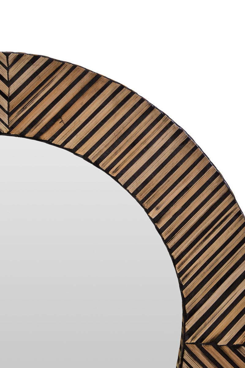 Bamboo Inlay Round Wall Mirror