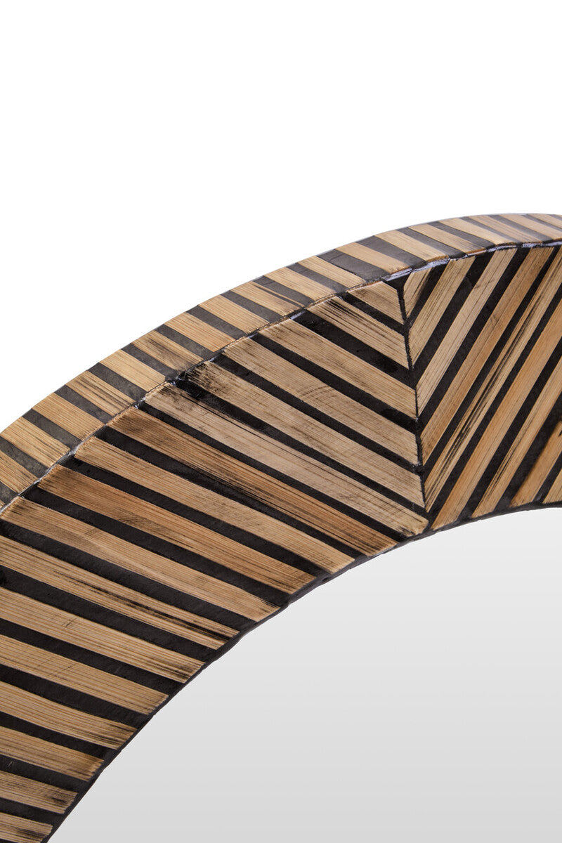 Bamboo Inlay Round Wall Mirror