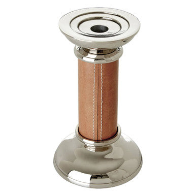 Genuine Tan Leather Small Candle Holder