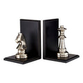 Set of 2 Silver Chess Piece Bookends