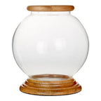 Hurricane Small Candle Holder with Wood Rim
