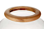 Hurricane Small Candle Holder with Wood Rim