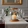 Hurricane Small Candle Holder with Wood Rim