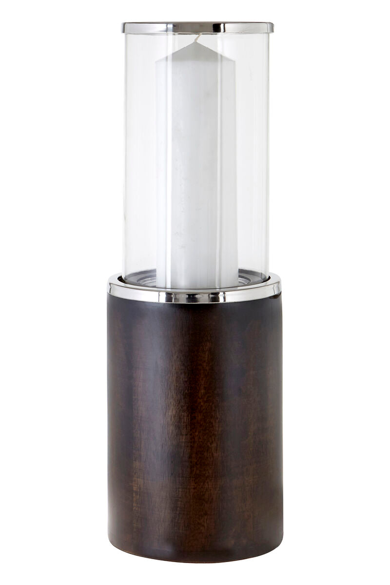 Small Mango Wood Hurricane Candle Holder