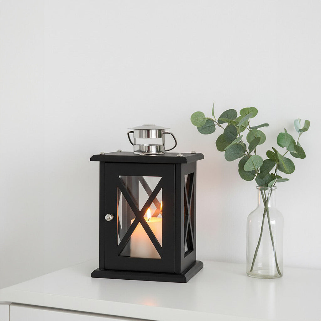 Small Black Criss Cross Lantern