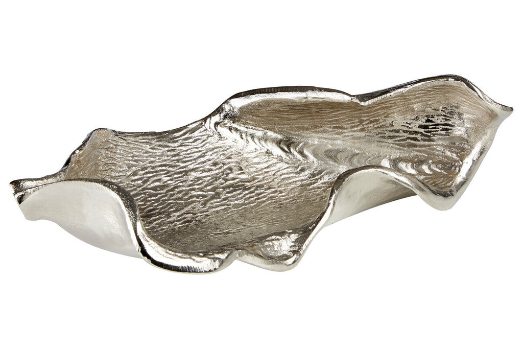 Textured Nickel Finish Small Leaf Dish