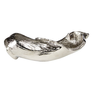 Textured Nickel Finish Small Leaf Dish