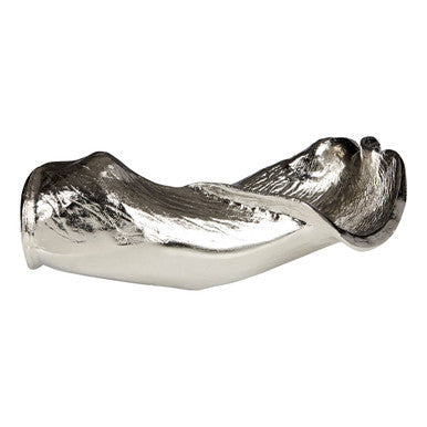 Textured Nickel Finish Large Leaf Dish