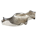 Textured Nickel Finish Large Leaf Dish