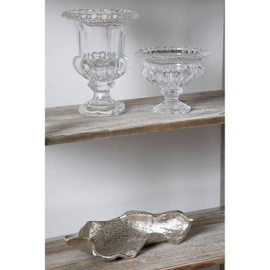 Textured Nickel Finish Large Leaf Dish