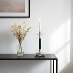 Nickel and Black Finish Candle Holder