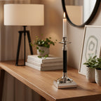 Nickel and Black Finish Candle Holder