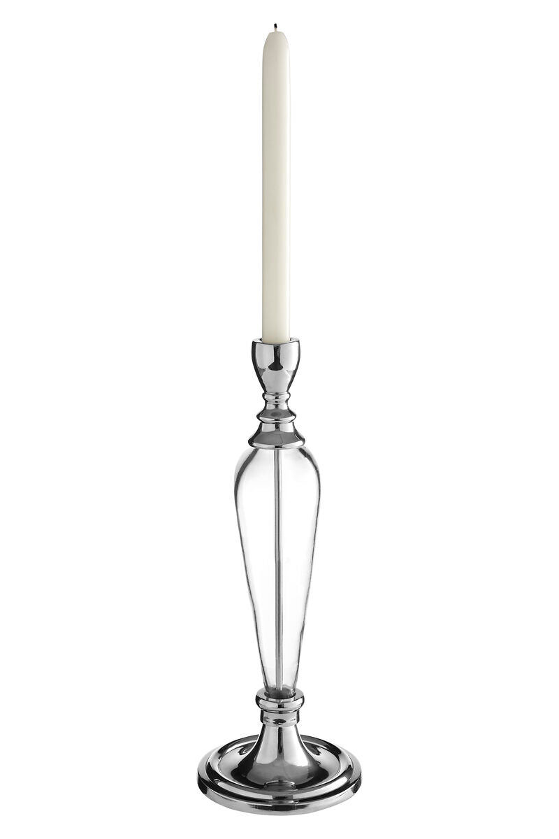 Nickel and Glass Candle Holder