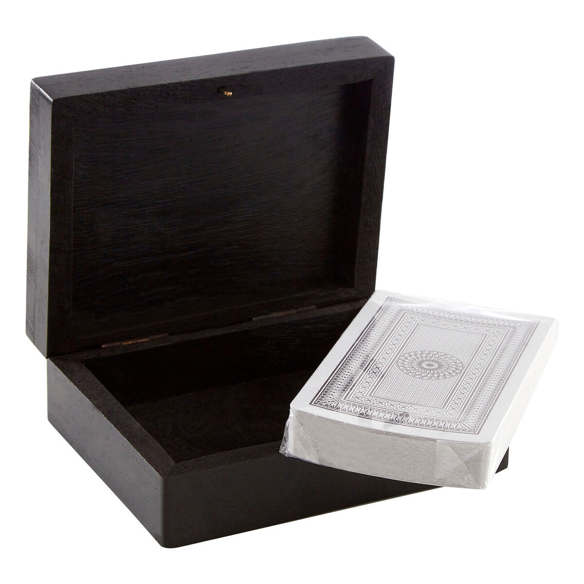 Black Mango Wood Playing Card Box