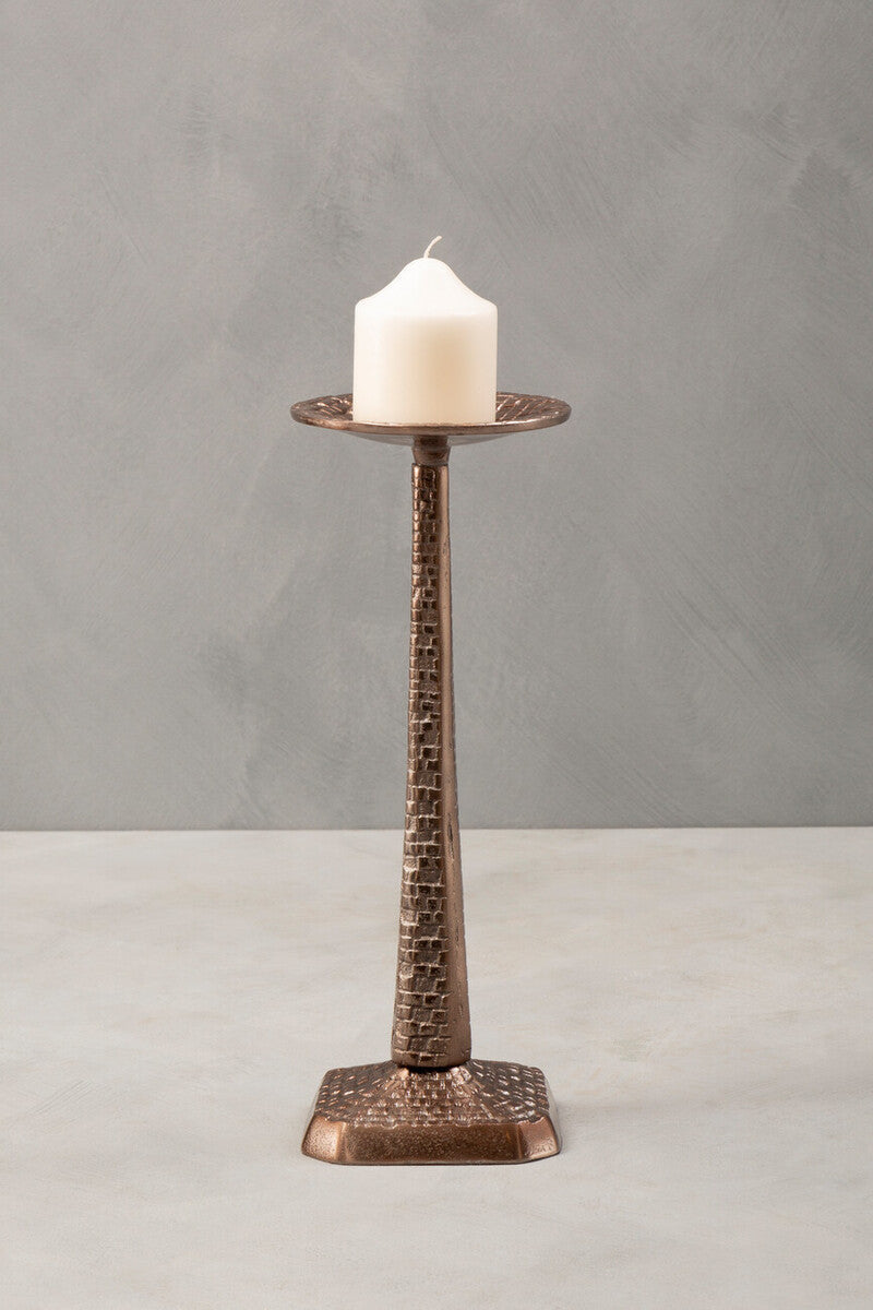 Pewter Finish Large Candle Holder
