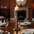 Pewter Finish Large Candle Holder
