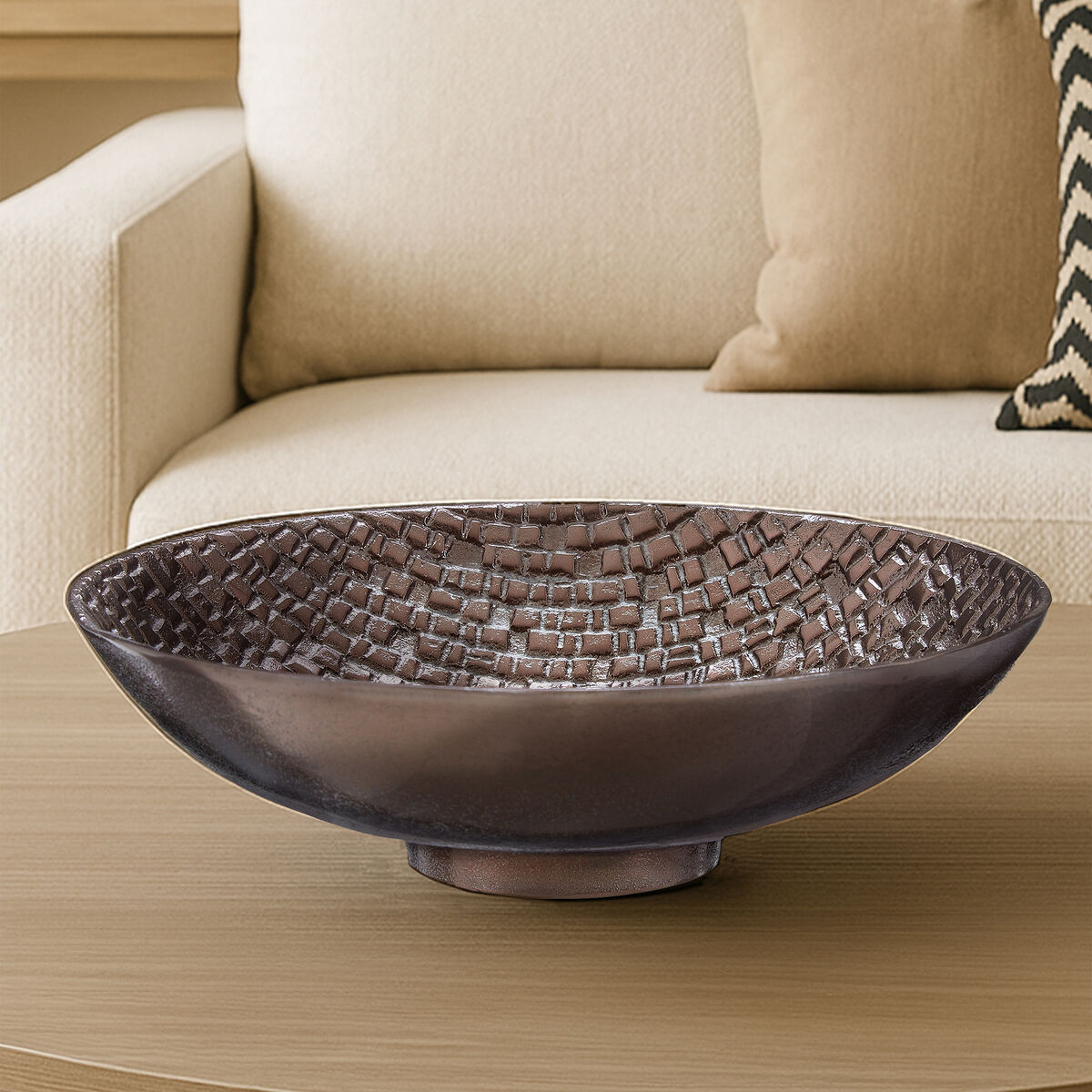 Pewter Finish Decorative Bowl