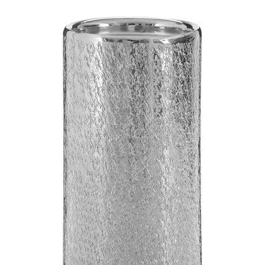 Silver Hammered Effect Large Candle Holder