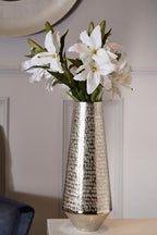 Silver Hammered Effect Large Vase